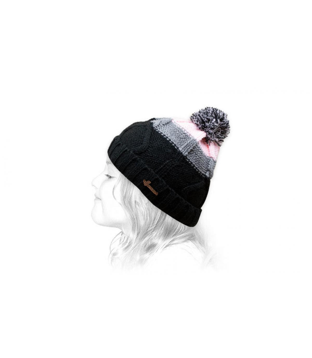 cappello nappa nero rosa Sandie pink cappello nappa nero rosa Sandie pink